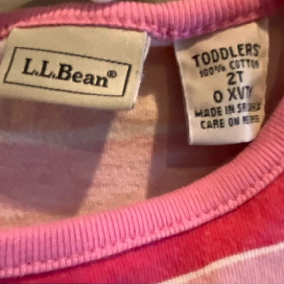 LL BEAN GUC GIRLS PINK DRESS TOP BOTTOM SUMMER FALL STRIPES COTTON CASUAL SZ 2T - Picture 4 of 4